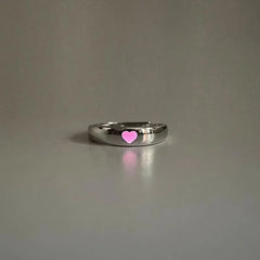 Heart-Shaped Adjustable Glow Ring Set for Couples