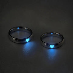 Heart-Shaped Adjustable Glow Ring Set for Couples