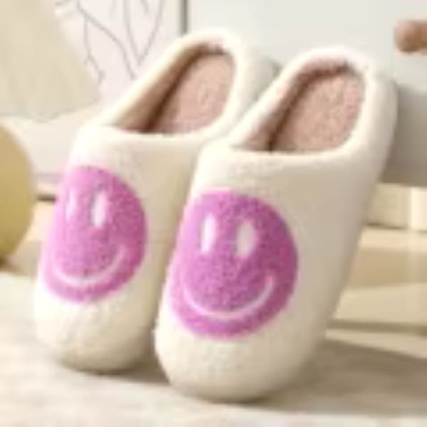 Smiley Face Cute Furry Cartoon Slippers for Women