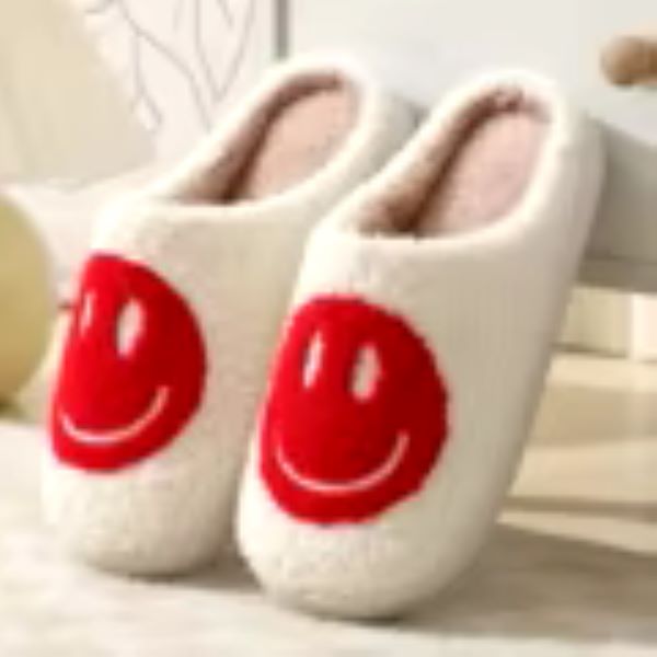 Smiley Face Cute Furry Cartoon Slippers for Women