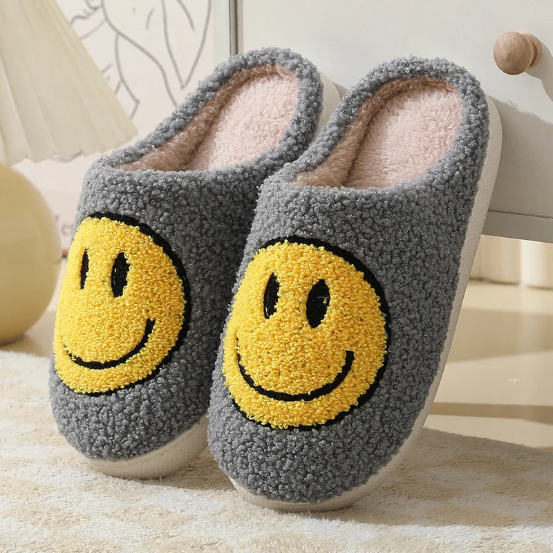 Smiley Face Cute Furry Cartoon Slippers for Women