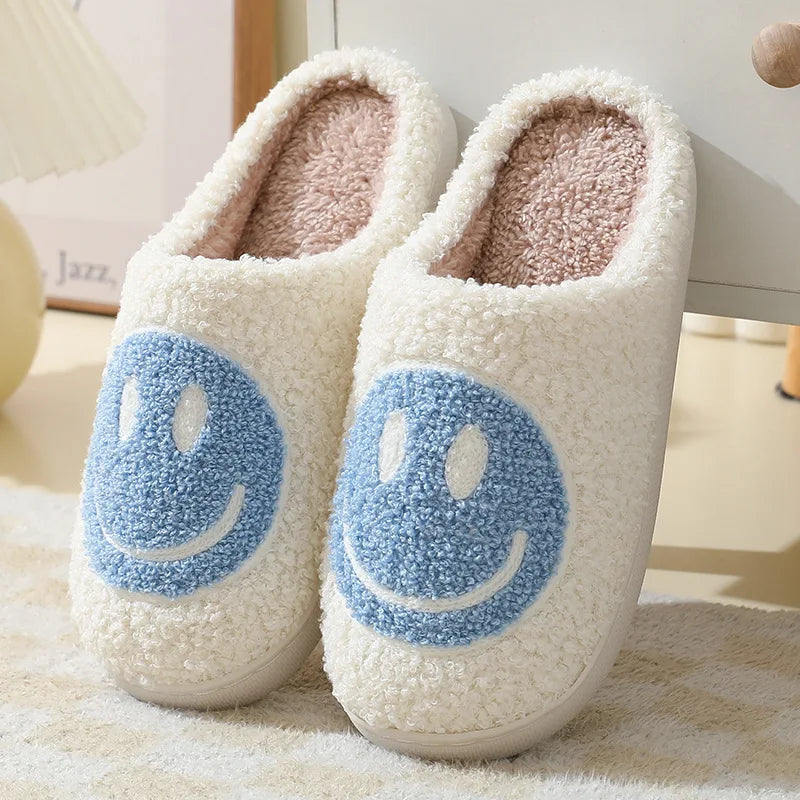 Smiley Face Cute Furry Cartoon Slippers for Women