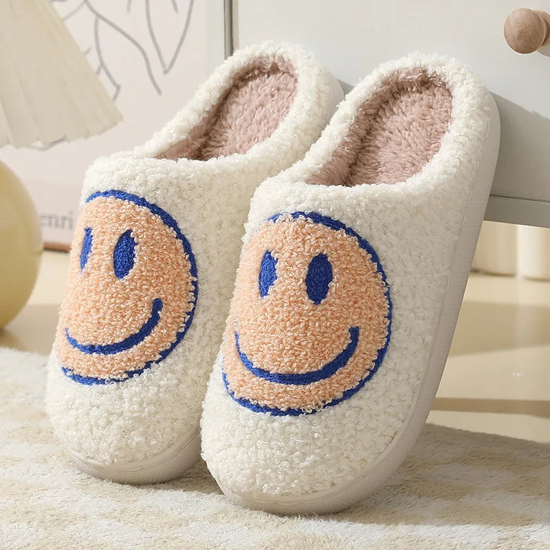 Smiley Face Cute Furry Cartoon Slippers for Women