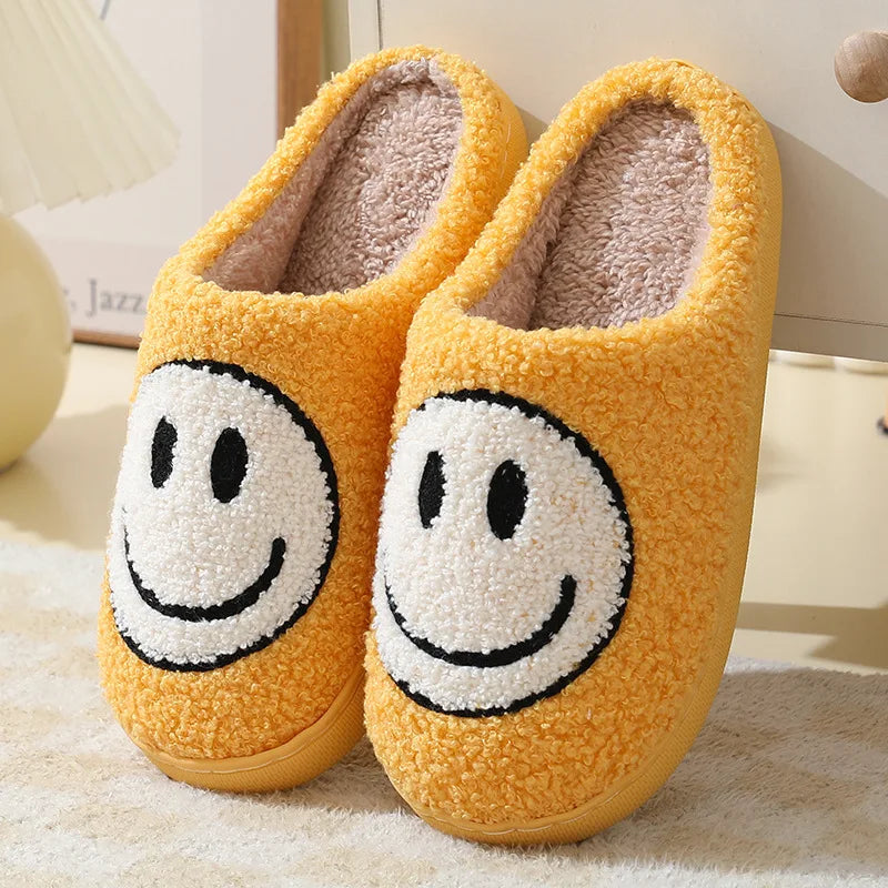 Smiley Face Cute Furry Cartoon Slippers for Women