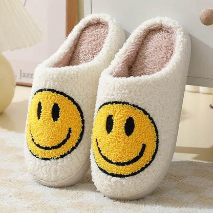 Smiley Face Cute Furry Cartoon Slippers for Women