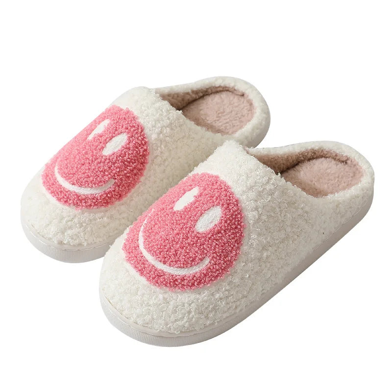 Smiley Face Cute Furry Cartoon Slippers for Women