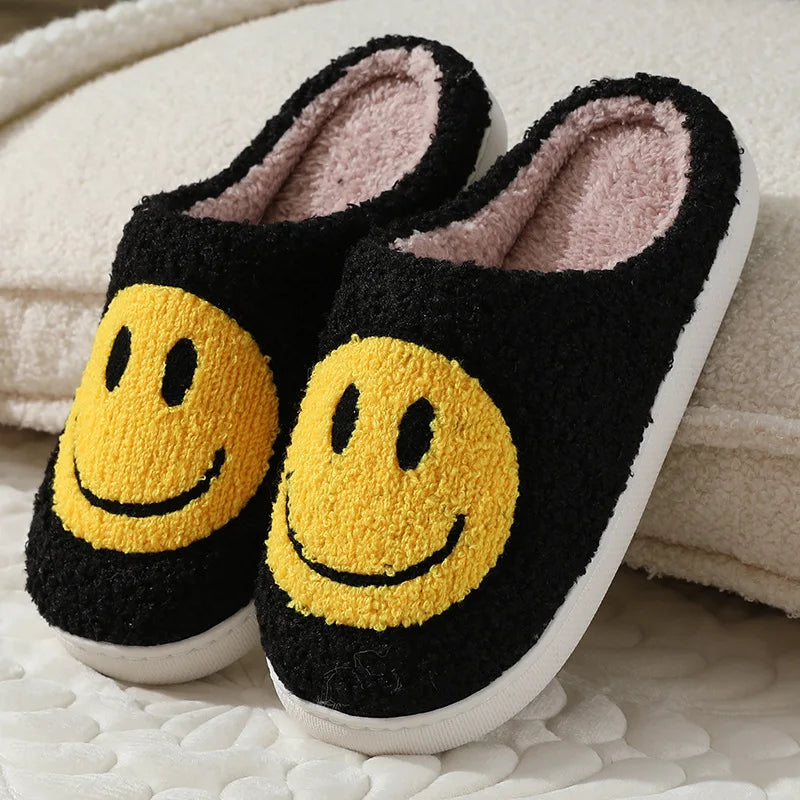 Smiley Face Cute Furry Cartoon Slippers for Women