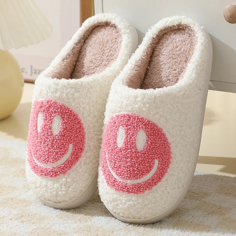 Smiley Face Cute Furry Cartoon Slippers for Women