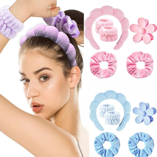 Velvet Spa Headband - Hairband - Wristband Set for Women