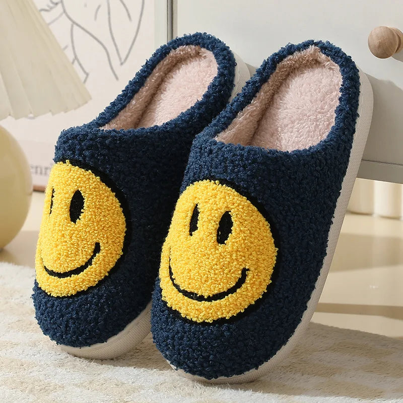 Smiley Face Cute Furry Cartoon Slippers for Women