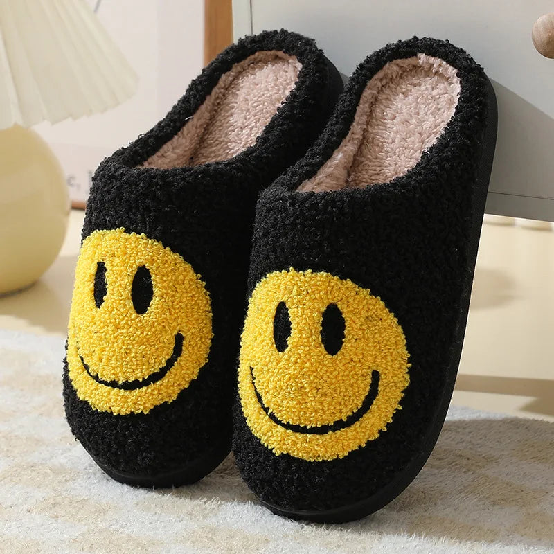 Smiley Face Cute Furry Cartoon Slippers for Women