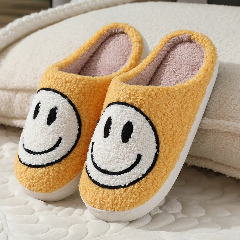 Smiley Face Cute Furry Cartoon Slippers for Women